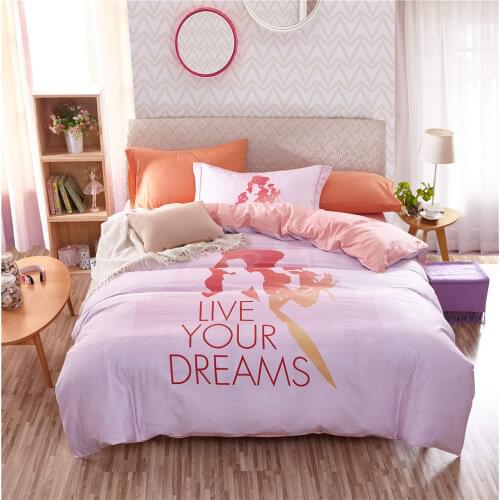 Disney Cartoon Princess 3D Printed Bedding Set for Girls Bedroom Decor Cotton Bedspread Quilt Duvet Cover Single Twin Pink Color