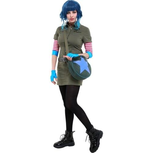 Ramona Flowers Cosplay Costume Cargo Dress Outfit with Star Circle Messenger Bag