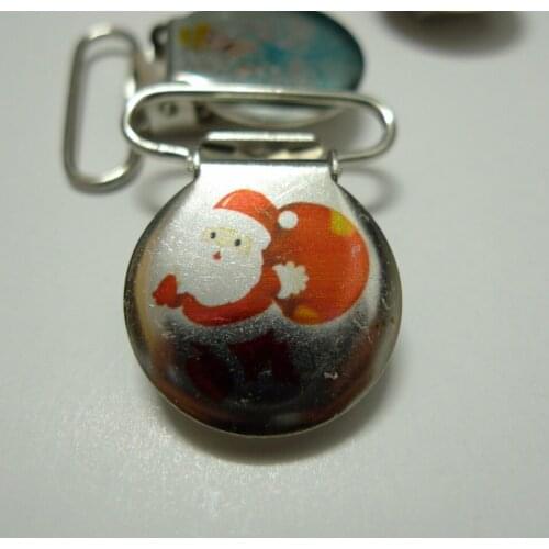 25pcs 1'' 25mm Customized Christmas Santa Claus Round Suspender Clips