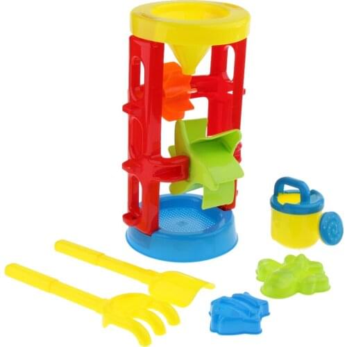 Kids Beach Sand Toy Set (6Pcs/Set) with Wheel, Shovel, Rake, Molds (Random Color)
