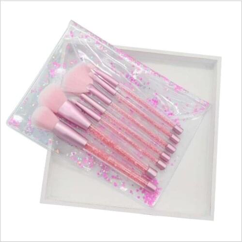 7pcs Glitter Diamond Crystal Handle Makeup Set Powder Foundation Eyebrow Face Make Up Brush Cosmetic Foundation Brush T0187