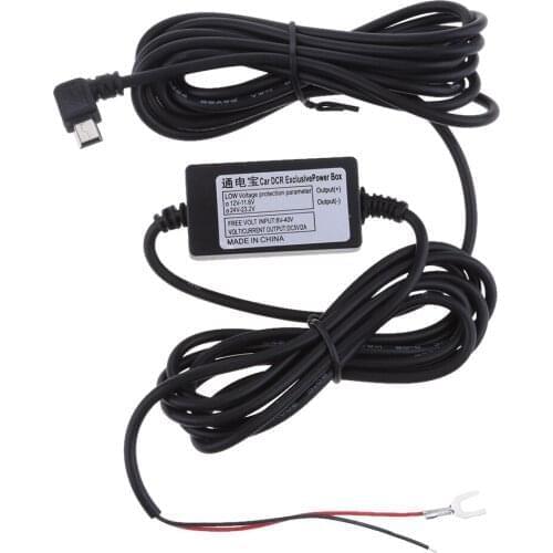 Premium Dash Cam Hardwire Kits 12/24V to 5V/1.5A Power Adapter Mini USB Right Bend Plug for Cars Van Trucks (Pack of 2)