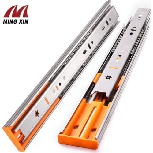 10"-22" Stainless Steel Drawer Slides Soft Close Track Cushioned Silent Closing Three Section Sliding Rails Furniture Hardware