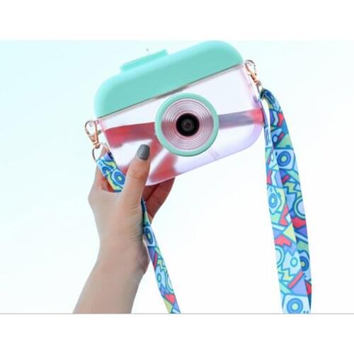 New Fashion Design Cute Outdoor Camera Straw Plastic Cup Strap Juice Cup Leakproof Student Water Cup Sport Travel Accessories