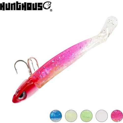 Hunthouse black minnow fishing light stick lure black minnow fishing lures 120mm 21.8g bass jigs soft lure lead jig head lw230