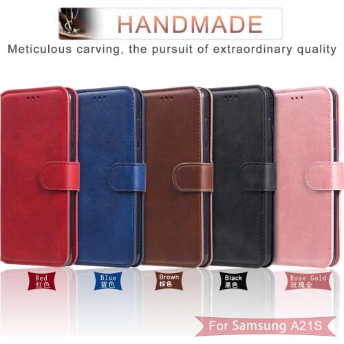 Original Retro Flip Leather Case For Samsung Galaxy A01 A02 A2 A3 A5 A6 A7 A8 A10 A11 A12 A20 A21 A22 S E Solid Color Cover