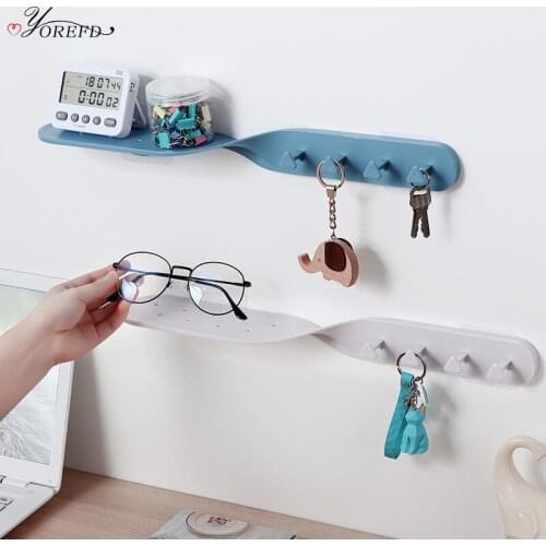 OYOREFD Creative Multi-function Wall Shelf Organizer Wall Mounted Bathroom Kitchen Organizer Holder Home Office Room Organizer