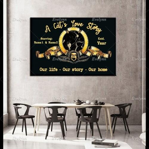 Cat Lovers Gifts A CatS Love Story Retro Poster Minimalism Abstract Wall Art Print Home Living Decor Canvas