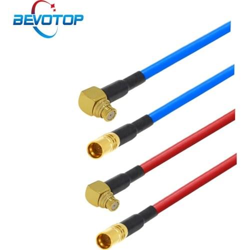 SMP Male to SMP Female Right Angle Jack Semi-flexible RG405 086 Cable 50 Ohm Pigtail Jumper RF Connector Coaxial Cable Blue/ Red