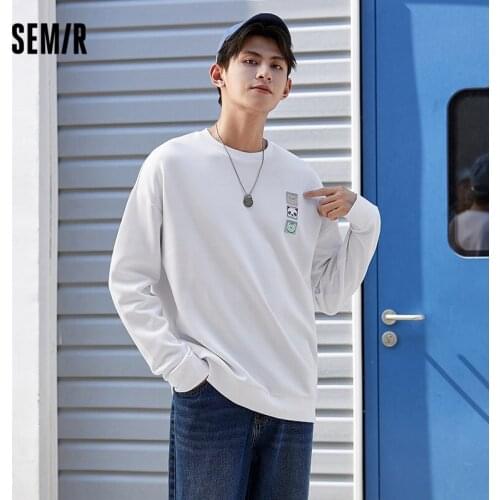 SEMIR Sweatshirt Men Spring Autumn 2021 New Pattern Design O Neck Blouse Boys Loose Couple White Hoodie