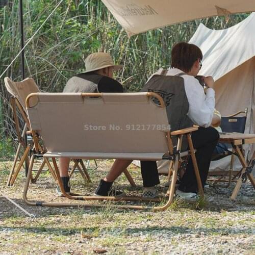 Outdoor portable folding double chair outdoor camping stool aluminum alloy fishing chair