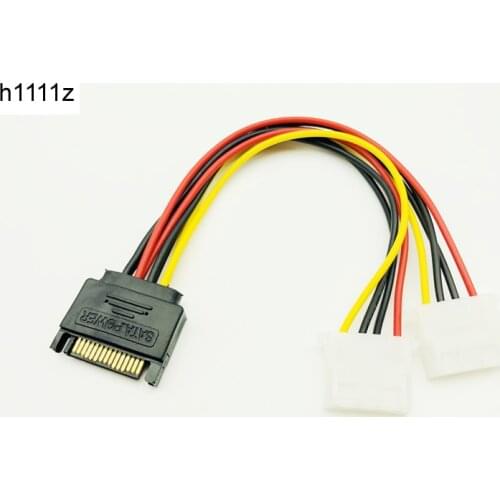 SATA 15 Male to New Dual IDE 4Pin Female Y Splitter 15cm Power Supply Extension Cable for 2.5 Hard Disk Drive HDD for BTC Mining
