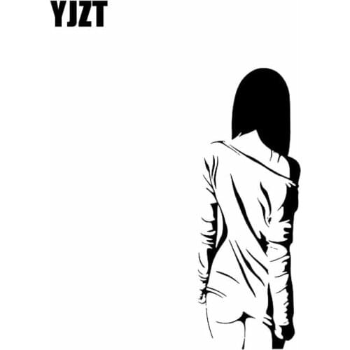 YJZT 5.5*15.8CM Sleepy Lazy Sexy Girl Car Sticker High Quality Vinyl Decals Covering The Body Black/Silver C20-0155