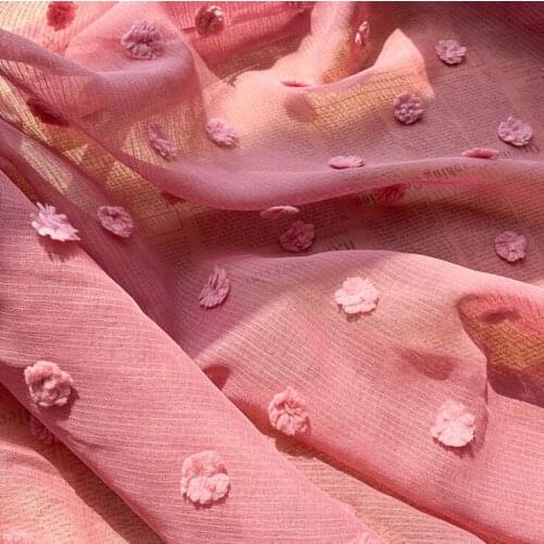 Imitated linen jacquard polka dot fur ball fabric cut flower fabric DIY puff skirt striped bottom cloth breathable fabric