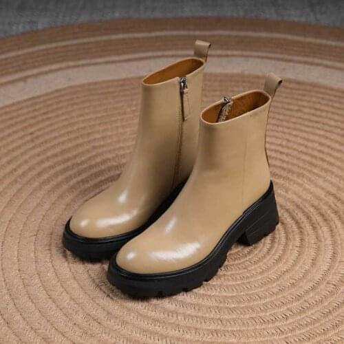 Women Ankle Boots Real Leather Size 35-42 Fashion Platform Winter Warm Shoes For Woman Fur Short Boots Lady Footwear