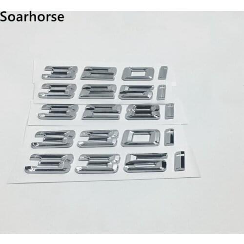 Soarhorse Car Rear Trunk Lid Emblem Badge Chrome Letters 320i 325i 328i 330i 335i Sticker For BMW 3-Series E30 E36 E46 F30 E90