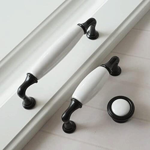 3.78'' 5'' Ceramic Cabinet Handles Zinc Alloy Knobs for Drawer and Dresser European White Black Kitchen Cupboard Pulls Hardware
