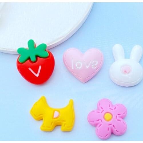 30Pcs Resin Lovely Mini Cartoon Fruit / Animal Flatback Cabochon Scrapbook Kawaii DIY Embellishments Accessories K96