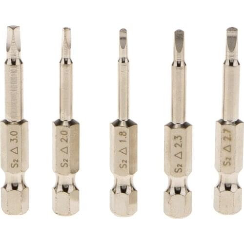 5 XMagnetic Triangle Head Screwdriver Bits 1/4 Hex Shank 1.8/2/2.3/2.7/3.0mm