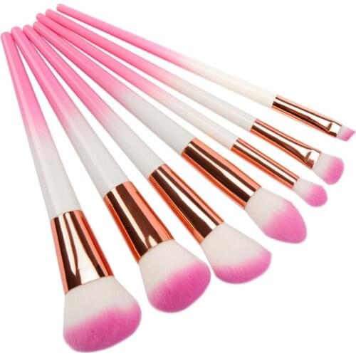 50sets/lot 7pcs/set Womens Fashion Brushes Foundation Cosmetic Eyebrow Eyeshadow Brush Makeup Brush Sets Tools