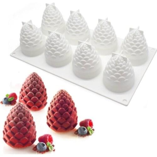 8 Holes Pine Nuts DIY Cake Mold Silicone Mousse Mould Baking For Pudding Chocolate Pies Brownie Dessert Kitchen Bakeware