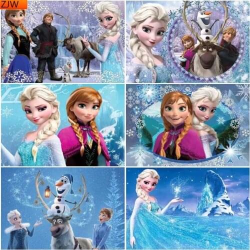 5D DIY Frozen Elsa Anna Diamond Painting Cross Stitch Full Square/Round Diamond Embroidery Mosaic Home Decor Disney