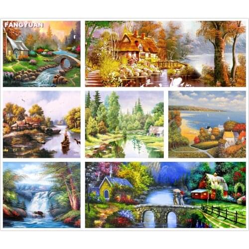Diy Diamond Painting Landscape Waterfall Cross Stitch Diamond Embroidery Mosaic Mountain Rhinestone Art Picture Home Decor Gift