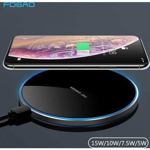 FDGAO 15W Wireless Charger for iPhone 11 X XS XR 8 Type C USB 10W Qi Fast Charging Pad For Samsung S10 S9 Note 10 9 AirPods Pro