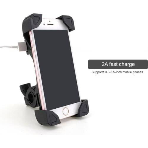 Motorcycle Phone Holder with USB Charge Handlebar Bracket 360 Degree Rotation Handphone Mobile Phone Holder Universal