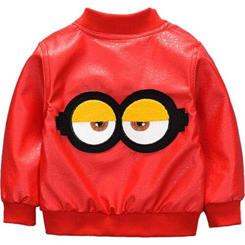 Children Leather Jacket Boys Autumn Leather Coat Spring Jacket Cute Eyes Child Outerwear Baby Boys Coat Kids Clothing For 1-5Y