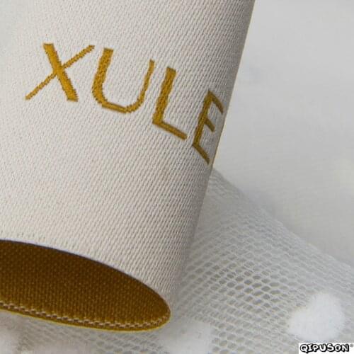 DH064 custom logo brand name woven clothing labels tags customized clothes garment etiquetas main label tag for clothing labels