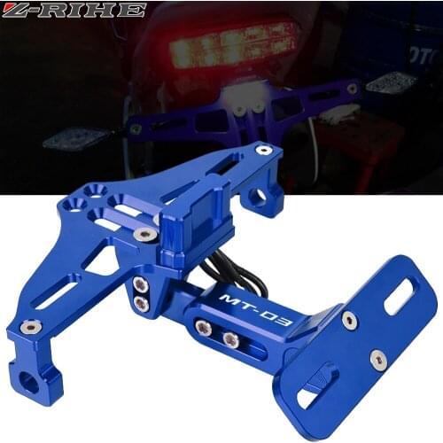 For yamaha mt03 MT-03 2015 2016-2018 Motorcycle Adjustable Angle Rear License Number Plate Mount Holder Bracket with LED Light