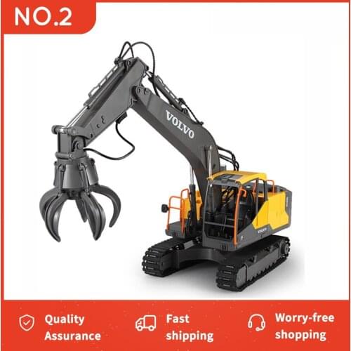 1:16 E568 Alloy Rc Excavator 2.4G Alloy 17CH Simulation Excavator Free Gift 3-Type Remote Control Engineer Vehicle Toys for Boys