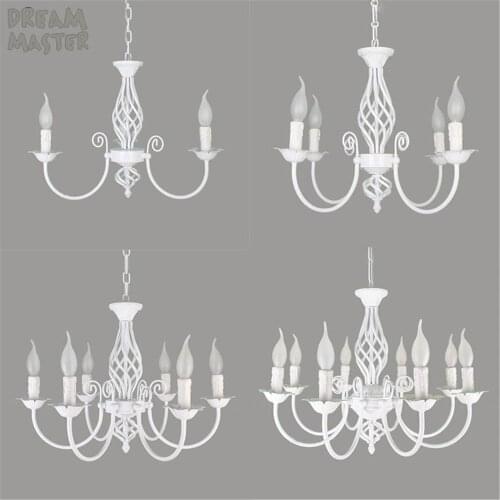 European style 3 4 6 8 E14 bulbs iron Chandeliers living room white lamps modern Chandelier lighting led lustre lighting lamps