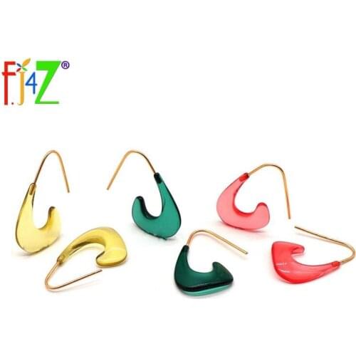 F.J4Z Copper Earrings for Women Trend Candy Acrylic Hoop Earring Lady Cocktail Jewelry серьги 2021 тренд крупные