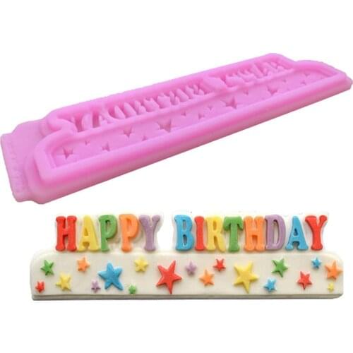 Happy Birthday Star Shape Biscuits Mold Chocolate Cake Molds Fondant Silicone Mould Baking Decoration Tools Kitchen Accessories