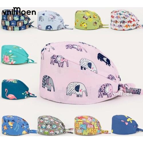 Animal pattern Cotton medici infermiera chirurgia cappello Cap Professional Cosmetologist work hat Health service cap wholesale