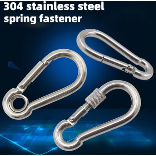 304 Stainless Steel Carabiner Carbine Snap Hook with nut-lock Buckle Keychain Link Clip Outdoor Camping Snap Clip Slide Lock