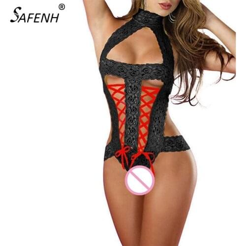 Women Sexy intimates Lace Open Bra Sleepwear Underwear Set Female Lingerie Babydoll Red Summer Style