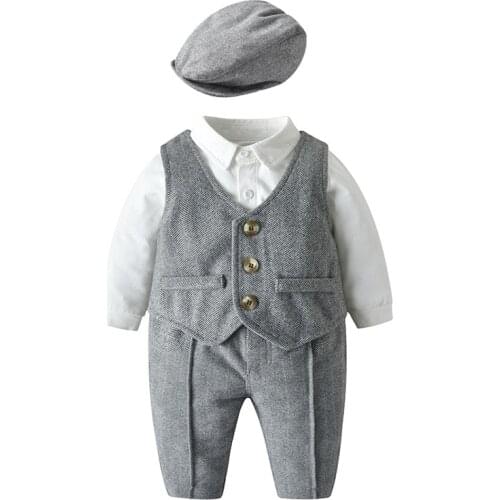 Baby Boy Sets Fiist Birthday Clothes For Boys 4Pcs Shirt Vest Jacket Pants Suits Spring/Autumn Newborn Baby Gentleman Outfits
