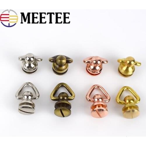 Meetee 5pcs Brass O Ring Nail Rivet Nipple Buckles Bag Rotation Pendant Hook DIY Luggage Belt Chain Hardware Leather Accessories