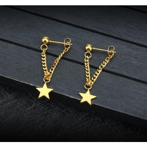Innopes Tassel Gold Star Chain Angle Long stud Earrings Statement stud Earrings For Wedding Oorbellen pendientes orecchini