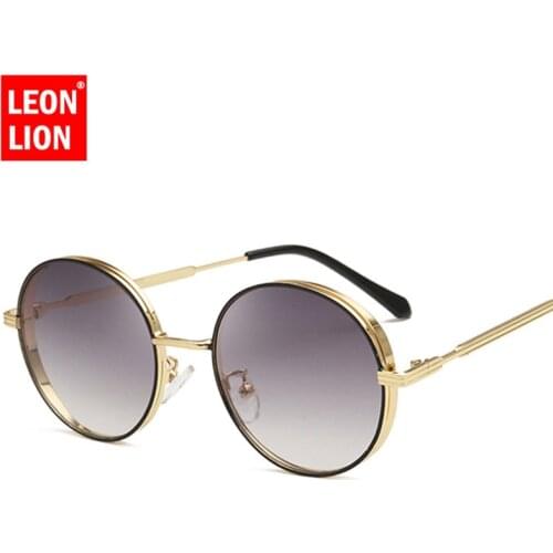 LeonLion NEW Round Sunglasses Women Luxury Brand Gradient Sunglasses Men High Quality Metal Sun Glasses For Men Vintage Oculos