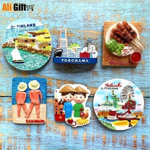 Netherlands Ukraine Japan Magnetic Stickers Refrigerator Stickers Tourism Tahiti 3D Fridge Magnet Scenery Refrigerator Magnets