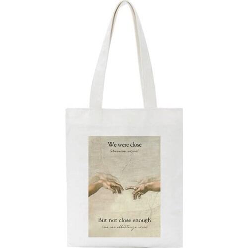 2021 New Women Bag Harajuku Large Capacity Casual Bag Retro Purse Shoulder Canvas Bags Letter Print Handbags Reusable Bag