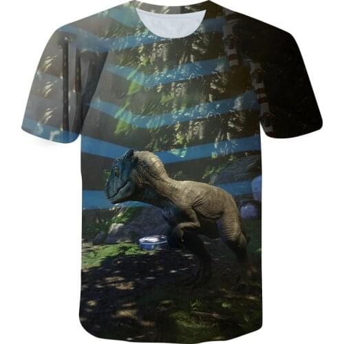 2021 Summer New Dinosaur T-shirt Mens and Womens Casual Short-Sleeved Tops Street Fashion