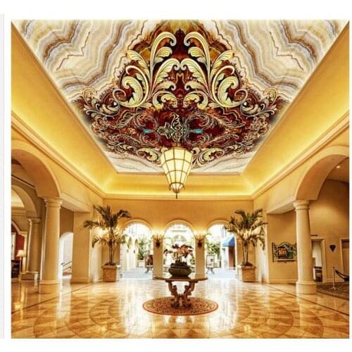 Wallpaper 3d ceiling European and American royal marble pattern zenith fresco 3d ceiling murals wallpaper