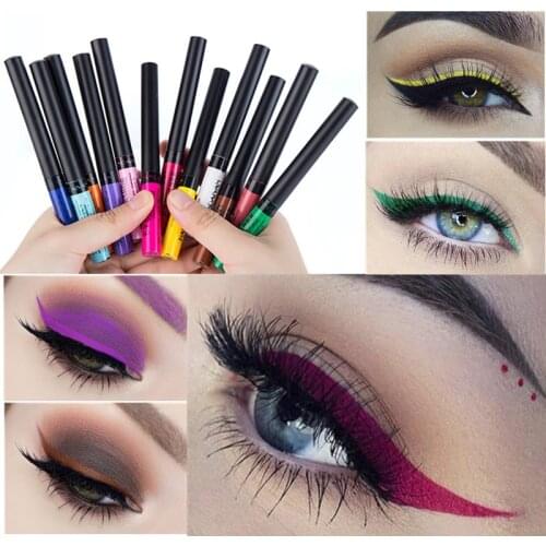 12 Color Eyeliner Liquid Waterproof Easy To Wear Make Up Matte Eye Liner Blue Red Green White Gold Brown Eyliner Maquiagem