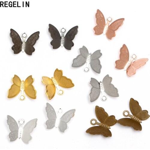 REGELIN 11x13mm Butterfly Charms Gold/Silver Color Animal Shape Jewelry Findings 100pcs/lot DIY Necklace Bracelet Handmade