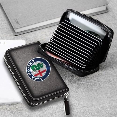 Car Genuine Leather bag Driver License Business Card Holder Wallet For Alfa Romeo 159 147 156 166 Giulietta Giulia Mito Spider